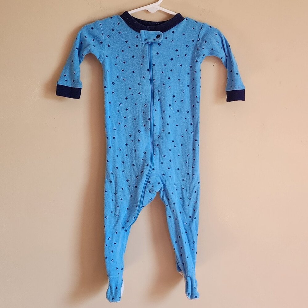 Gerber Baby Boy Blue Star Footed Pajamas. Size 9 Months